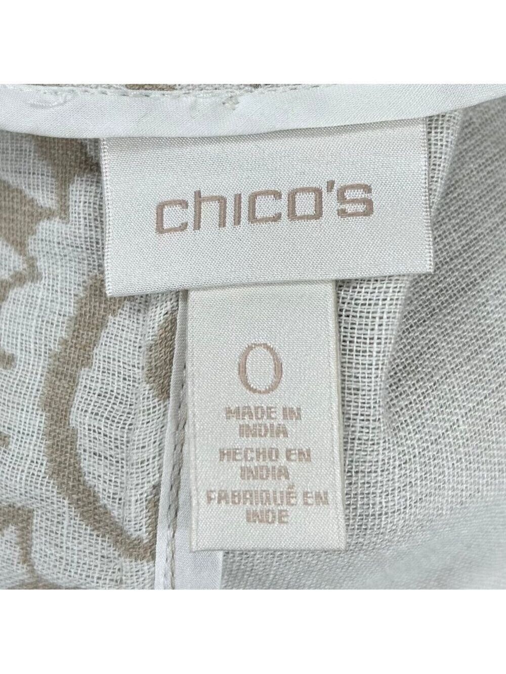 Chico's Beige White Jacquard Jacket Topper Cotton Linen Size 0 - Picture 5 of 12